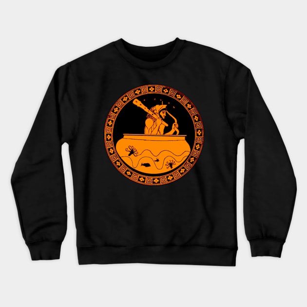 Herakles (Hercules) with club inside a greek dinos vase attic red figure Crewneck Sweatshirt by WillowNox7